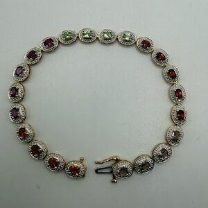 💎 14K Multi-Gemstone Gold Tennis Bracelet 7.25”